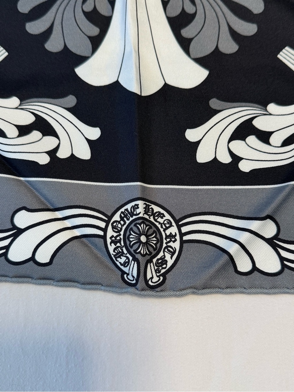 CHROME HEARTS ‘Black Grey White’ Ceiling Silk Scarf - Picture 2 of 7